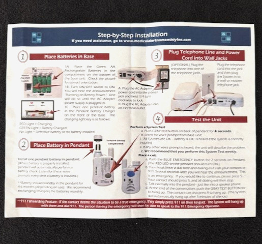 LIFE LINK RESPONSE 2 WAY VOICE EMERGENCY RESPONSE SYSTEM, PENDANT & 911 FORWARD