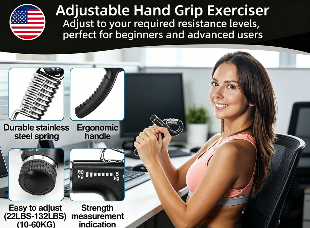 Adjustable Hand Grip Strengthener Forearm Trainer Exerciser