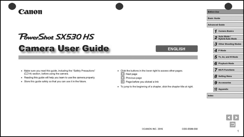 Canon Powershot SX530 HS Digital Camera User Instruction Guide  Manual