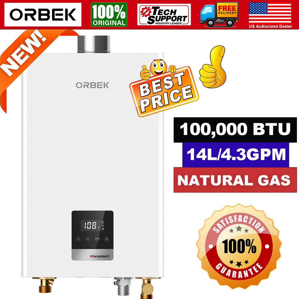 ORBEK Tankless Water Heater 4.3GPM 100,000 BTU Natural Gas/Propane Indoor