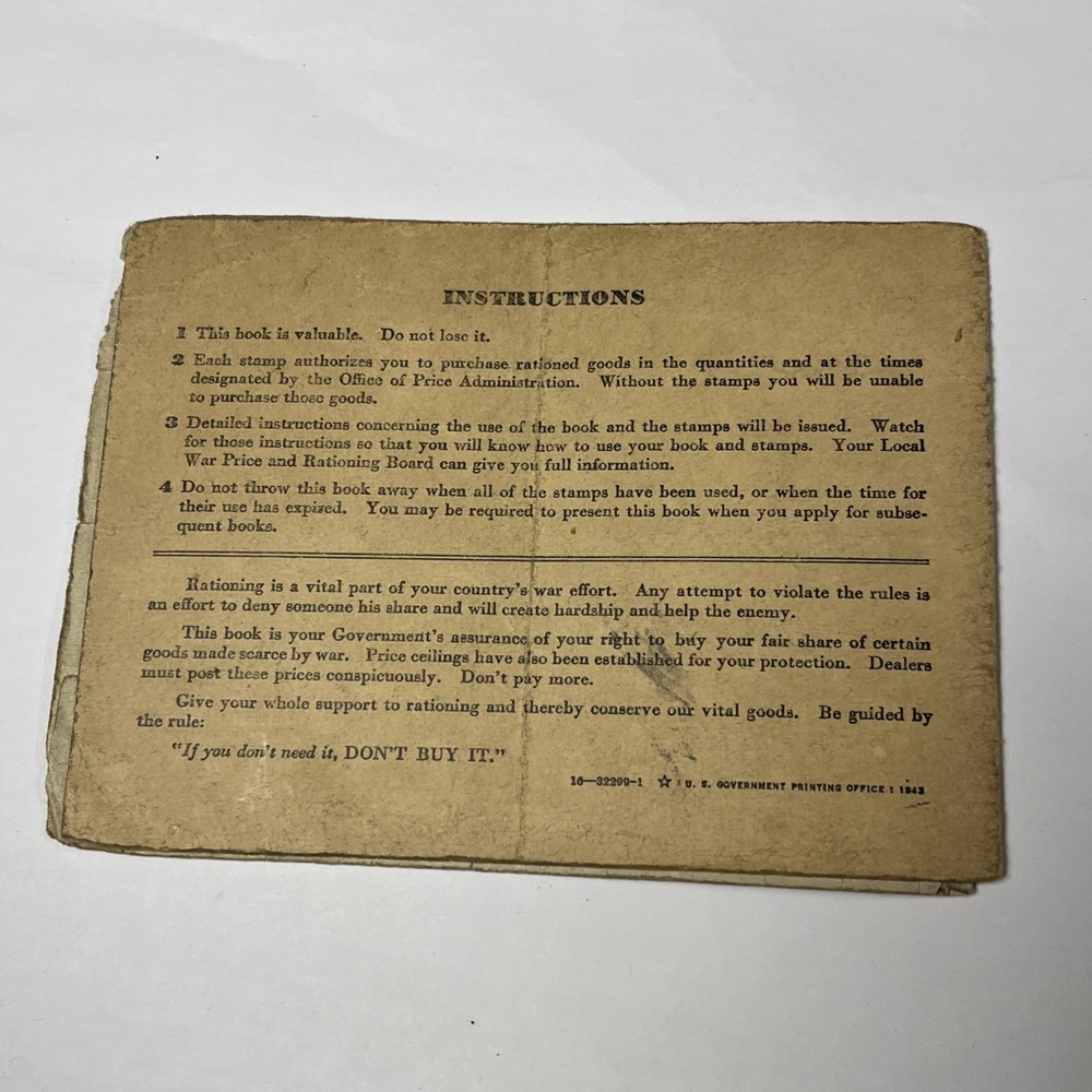 Vintage WW2 War Ration Stamp Book # 3 - Original Issued During War Time