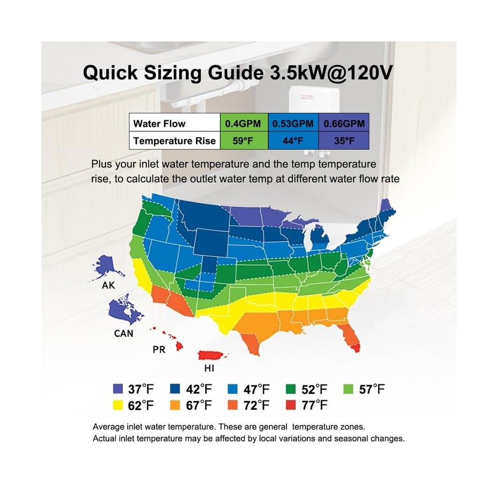 Tankless Water Heater Electric 120V 3500W On Demand Instant Hot Kitchen Sink ETL