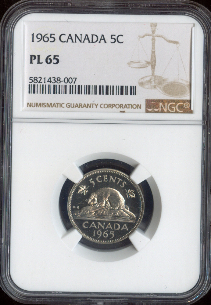 1965 Canada 5 Cents NGC PL65 Quality