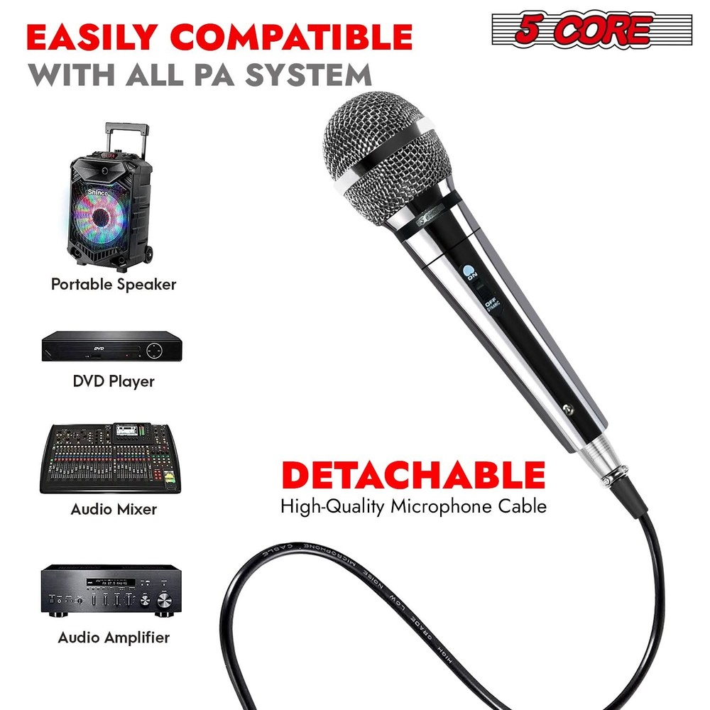 5Core XLR Microphone Dynamic Mic Karaoke Singing Studio Mics Handheld Microfono