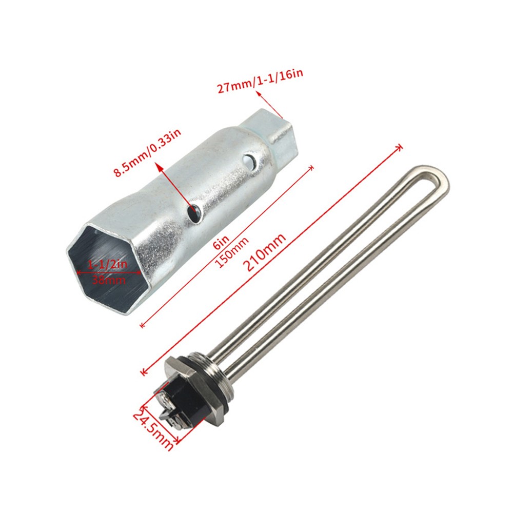 Silver 520900 RV Water Heater Element & RV Water Heater Element Wrench Set