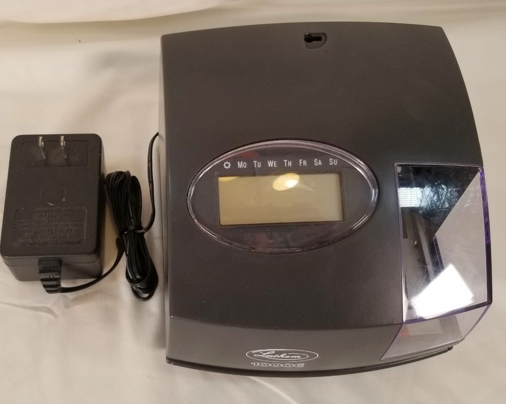 Lathem 1000E Electronic Time Recorder Time Clock/Document Stamp w/ AC Adapter