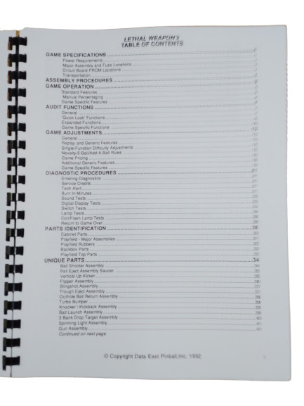 Lethal Weapon 3 - East Pinball Machine manual
