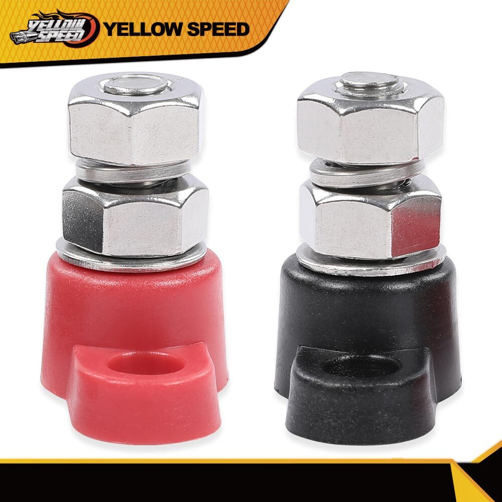 Red & Black Junction Block Power Post Set Insulated Terminal Stud 3/8"