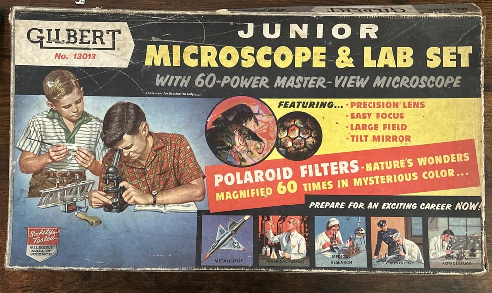 Rare 1958   Gilbert Jr Microscope& Lab Set With Most Original Pieces