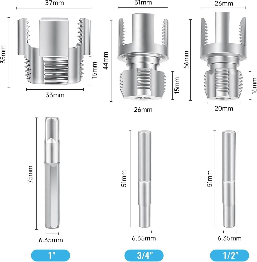 3Pcs Integrated Internal & External Pipe Threading Tool, Pipe Tapping and Thread