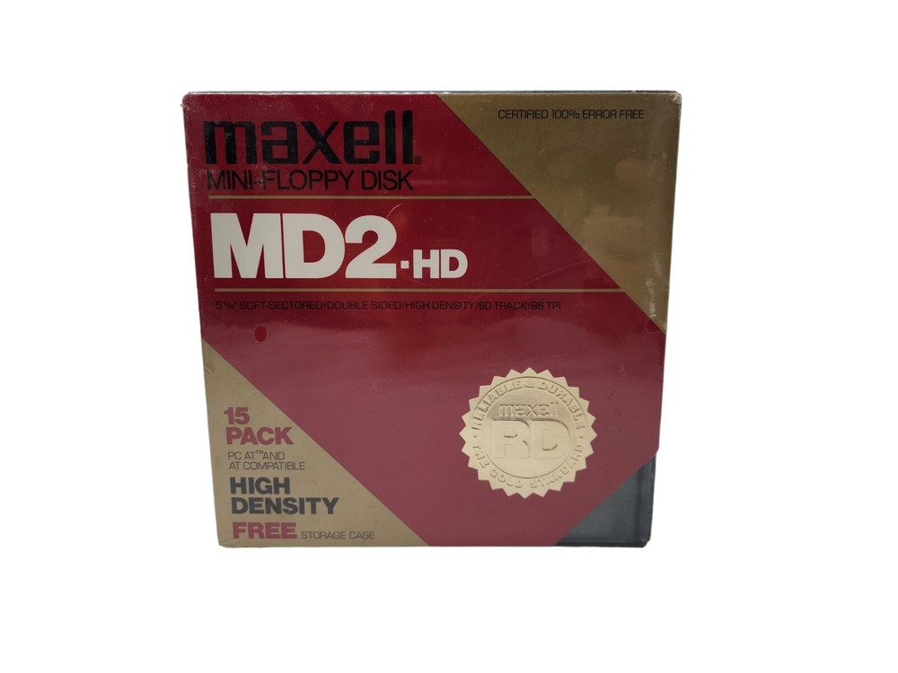 NOS Maxwell Floppy Disks 15 Pack 5 1/4" MD2-HD High Density & Storage Case