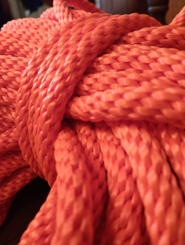 3/8” x 205 ft. Solid Braid Polyester Rope. Made in USA. Orange