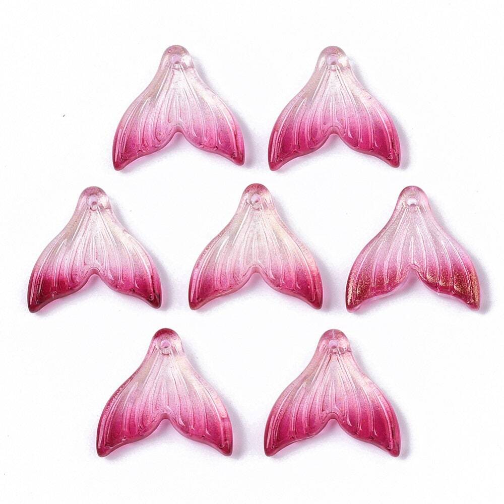 19.5MM Red Gradient Mermaid Tail Glass Charm