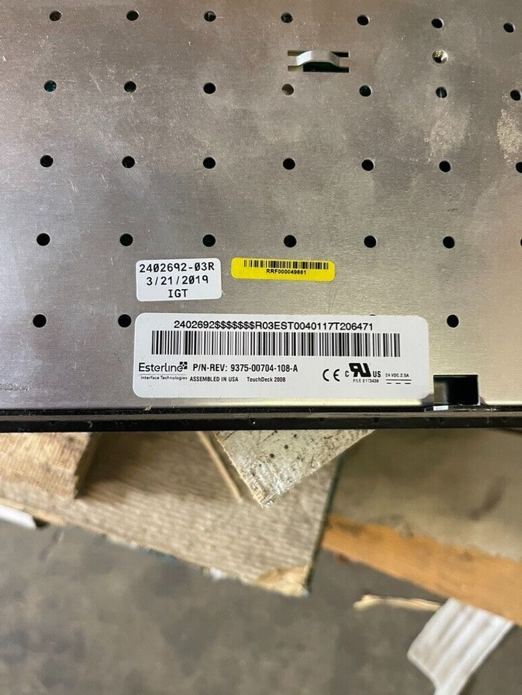 Esterline IGT Crystal Core Touch Panel P/N: 9375-00704-108-A
