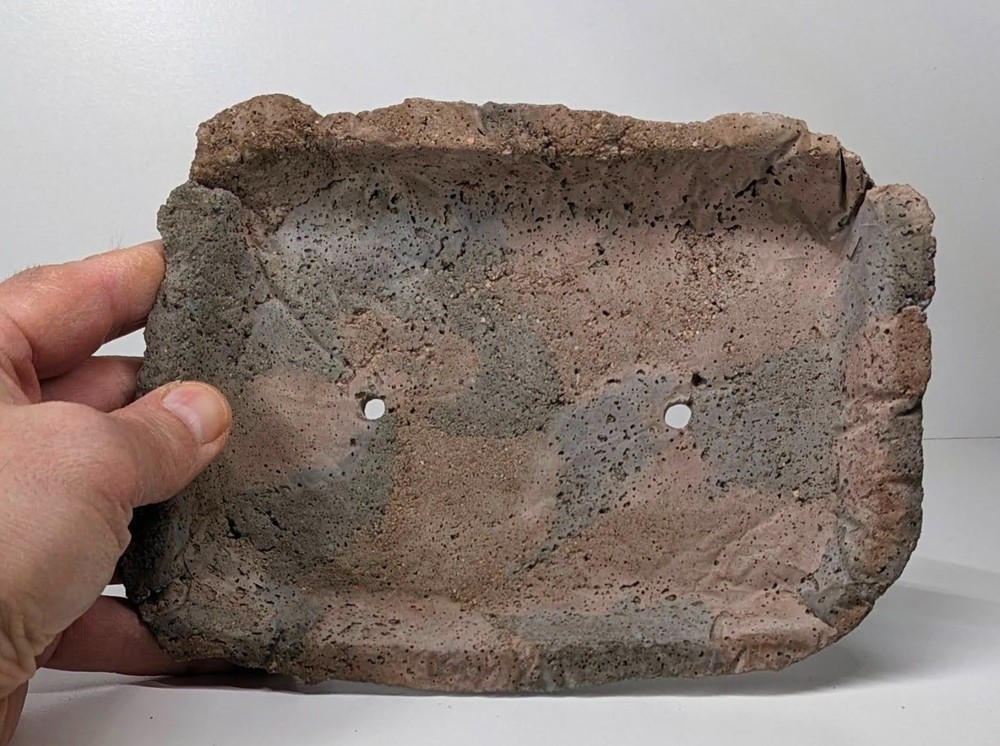 Handmade Concrete Kusamono Planter Tan Gray Rectangular Minimalist WabiSabi Pot