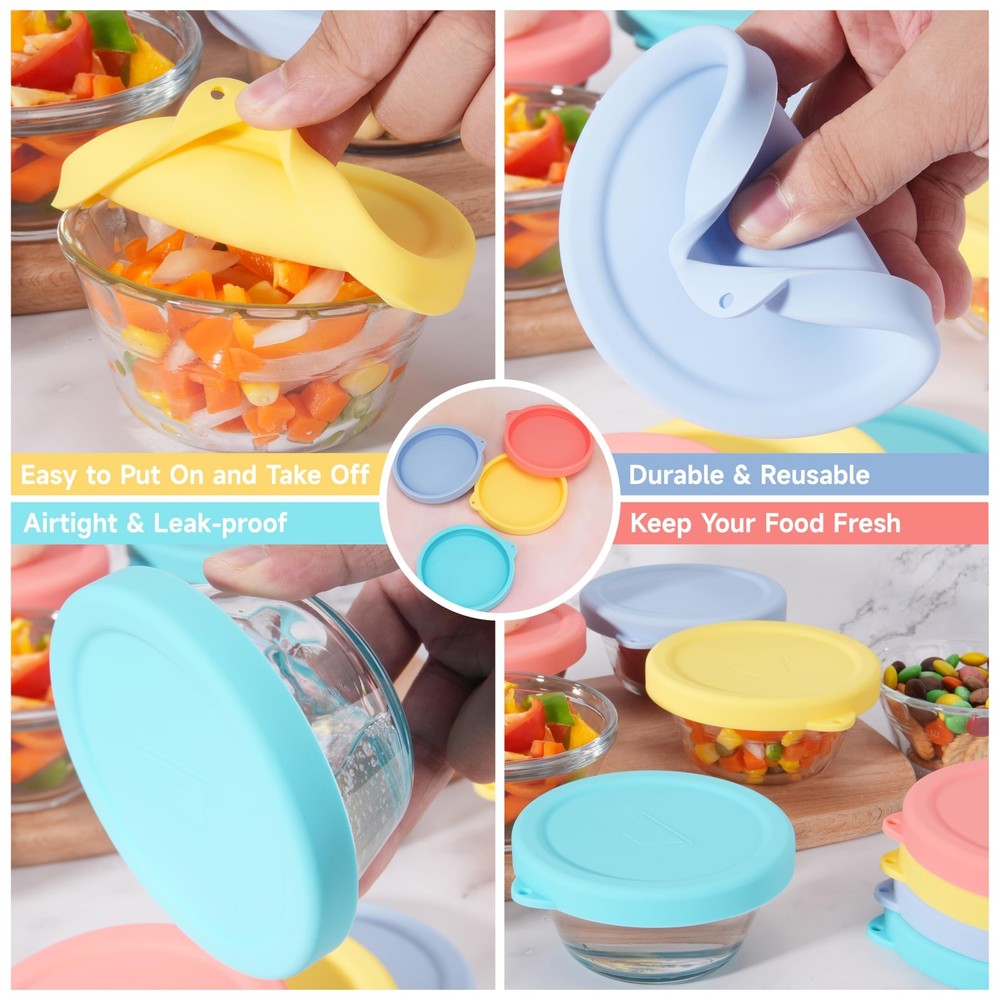 Purekra 4 PCS Silicone Replacement Lids for Pyrex and For 6 oz, 4 Packs