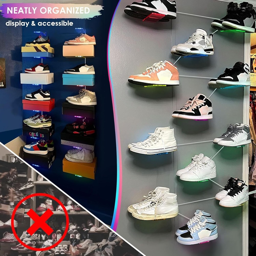 LED Acrylic Floating Shoe Display 6-Pack | Remote & App Control
