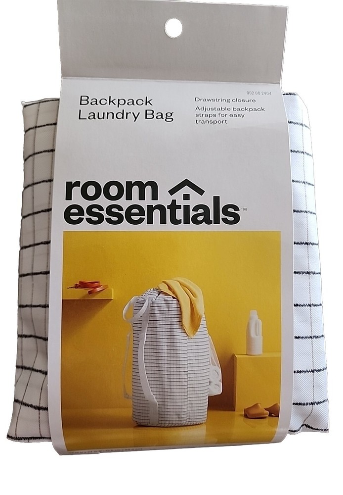 ROOM ESSENTIALS ~ Backpack Laundry Bag ~ Adjustable Straps ~ GRID PATTERN