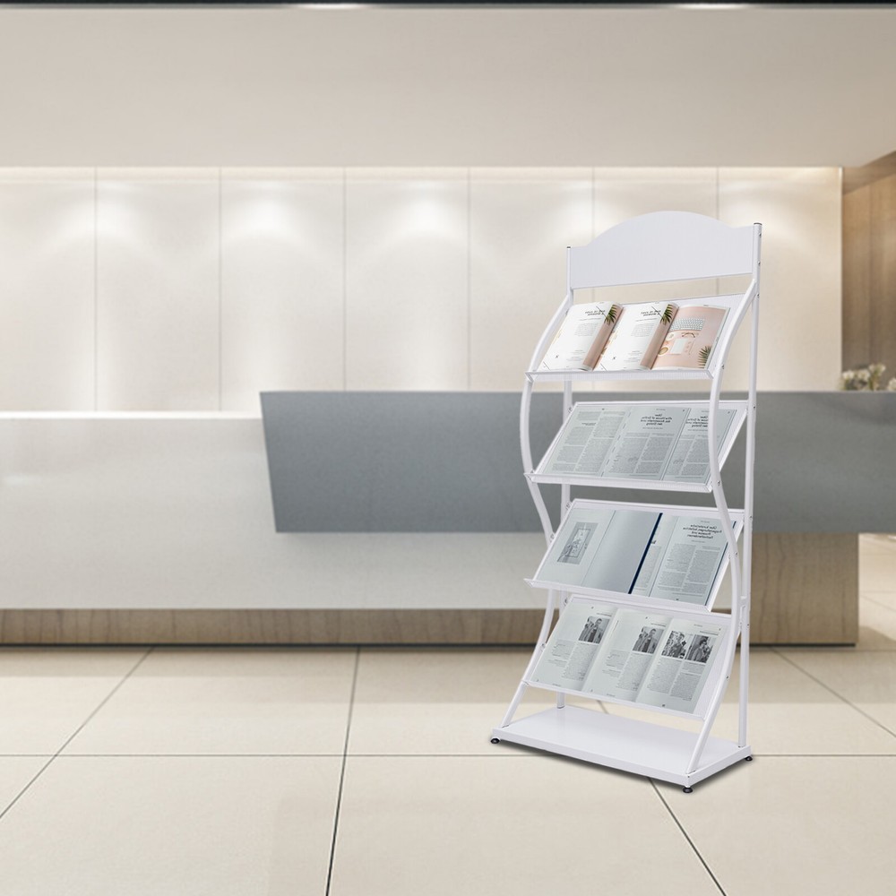 Floor-Standing Magazine Rack 4-Layer Iron Information Rack Storage Rack S-shaped