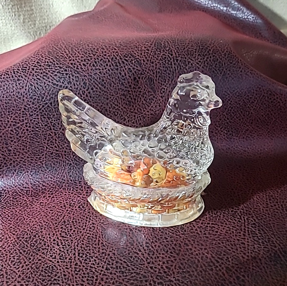 Vintage Milstein Glass "Hen on Nest" Candy Container
