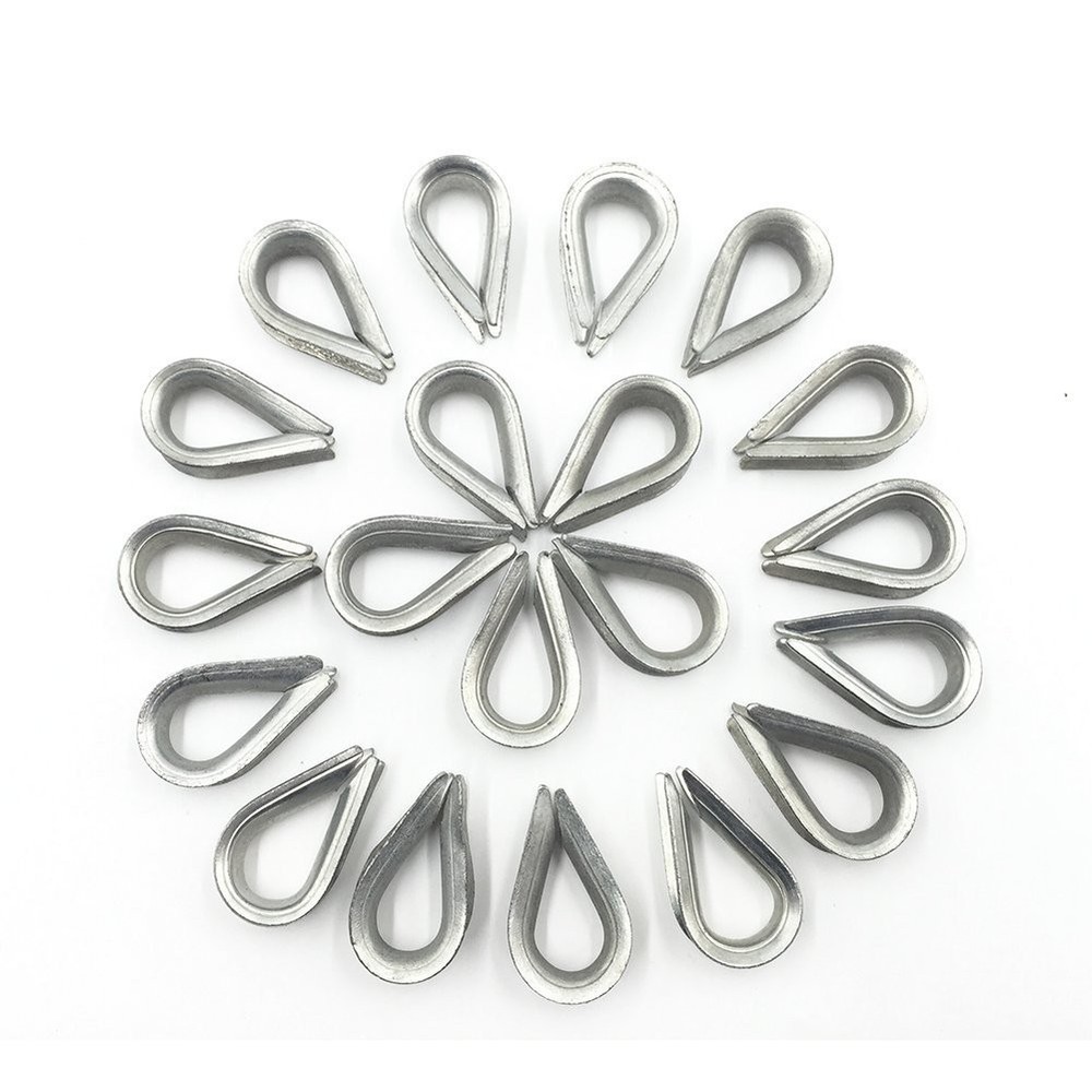 20PCS M6 6mm 1/4 Galvanized Steel Wire Rope Thimbles, Rigging, Cable Loop