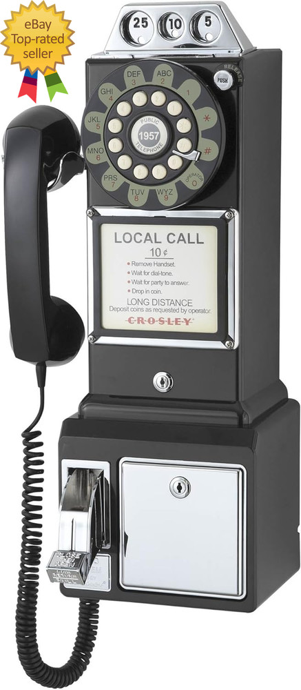 CR56-BK 1950'S Payphone with Push Button Technology, Black