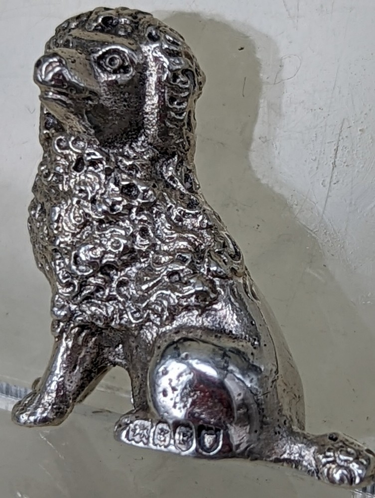 1902 Solid silver miniature poodle dog figure