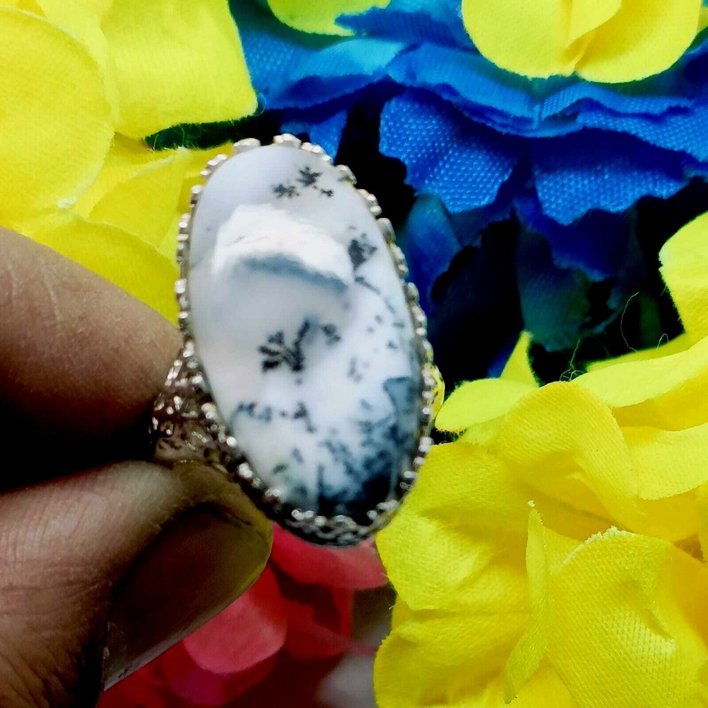 Natural Dendritic Opal Gemstone Ring 925 Sterling Silver Handmade Ring, All Size