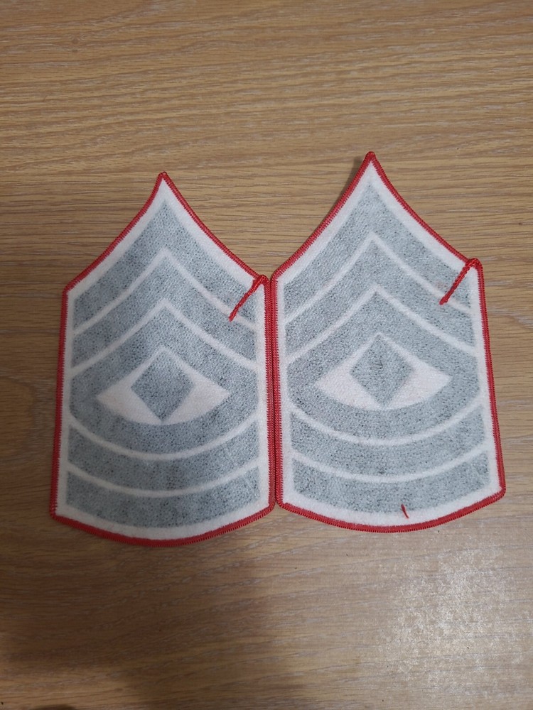 PAIR OF USMC E-8 FIRST SERGEANT CHEVRONS, Green Red Alpha