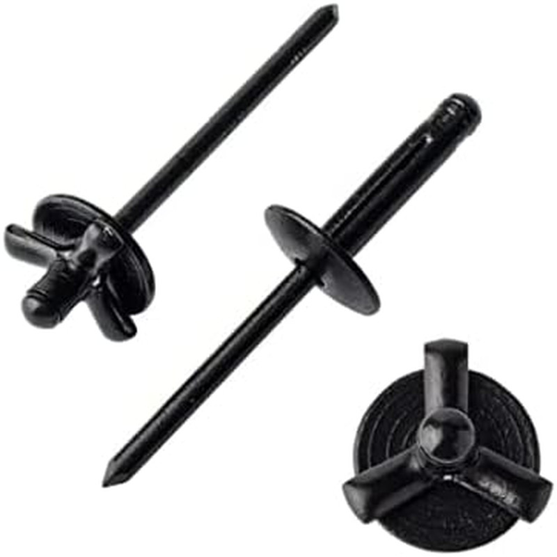 ALL Black 3/16" X 1Large Flange Tri-Fold Exploding Aluminum Pop Rivets 50Pcs