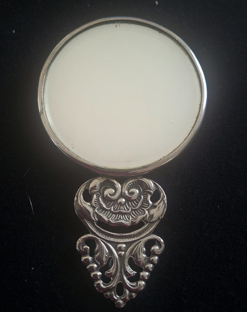HANS JENSEN SILVERPLATED HAND HELD MIRROR MADE IN DENMARK.