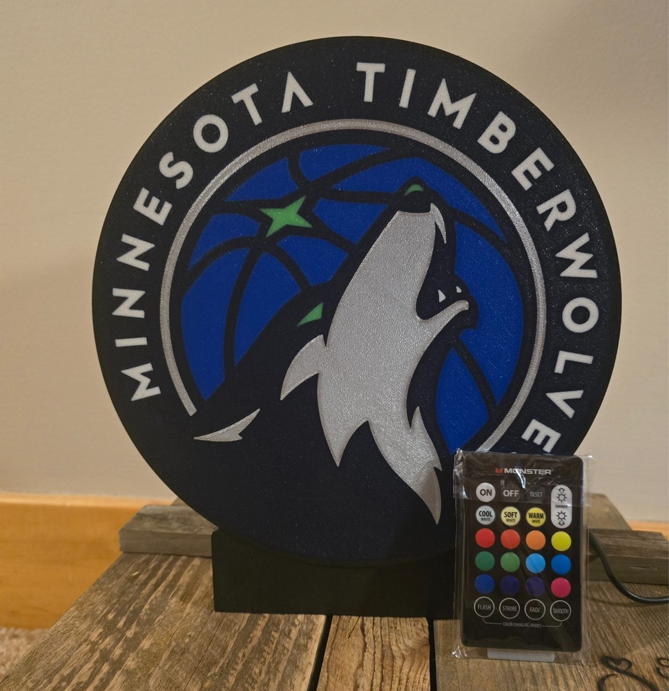 Custom 3d printed Mn Timberwolves, Vikings, or Wild light boxes