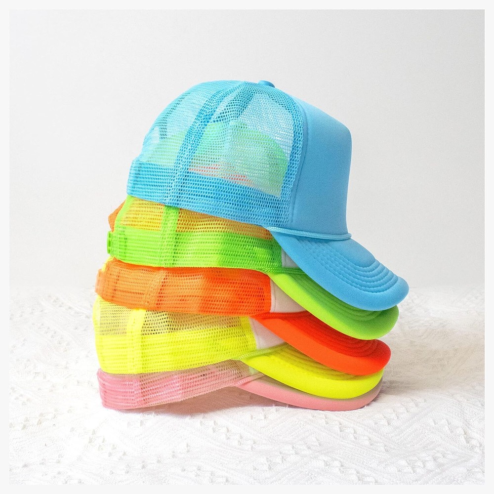 Classic Foam Trucker Hat Summer Mesh Rope Cap Solid Two One Size, White/Aqua