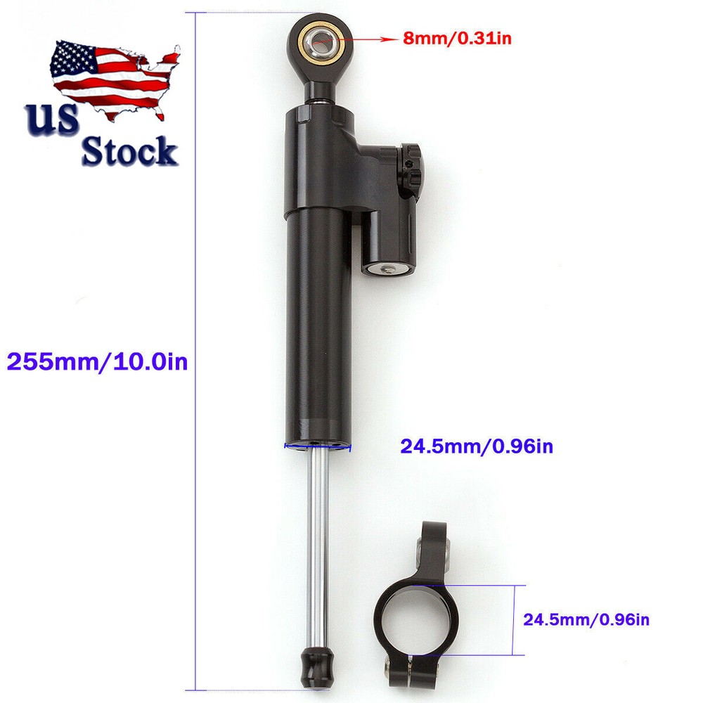 Universal Motorcycle BlackSteering Damper Stabilizer Adjustable Aluminum