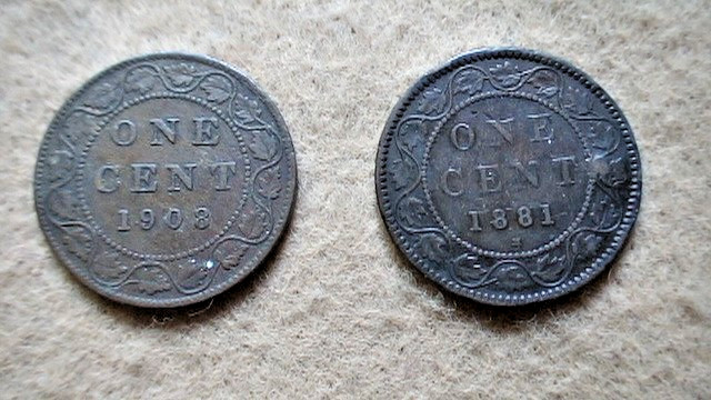 1908 and 1881 H  Canada Large One Cent Coin (Both Coins)