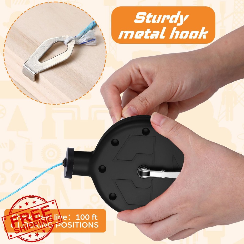 AmazingSpark Chalk Line Reel, 100ft, Black