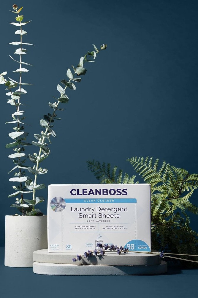 CleanBoss Laundry Detergent Smart Sheets 60 Loads Lavender 30 sheets