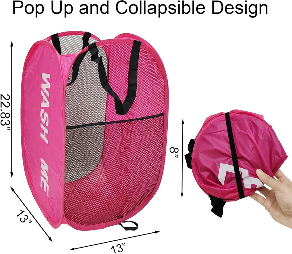Collapsible Laundry Hamper 2 pack Mesh Pop Up Laundry Hamper with Handles, Fo...