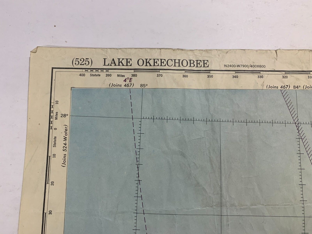 Original 1947 LAKE OKEECHOBEE US Coast Guard WORLD AERONAUTICAL CHART Map, WW2