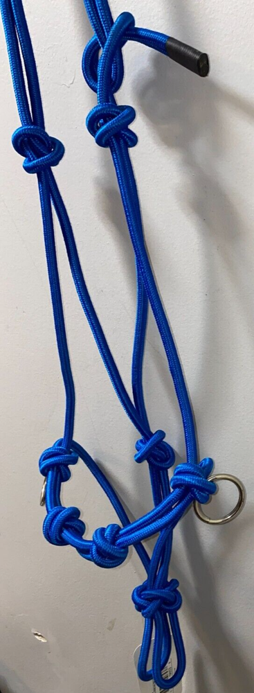 NEW BLUE FORMAY SIDEPULL ROPE HALTER WITH RINGS