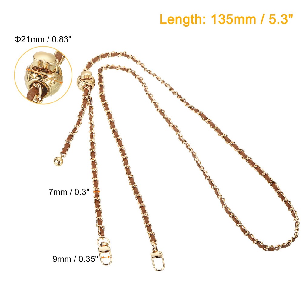 Purse Chain Strap, 53 Inch Adjustable Chains Strap Brown/Light Gold