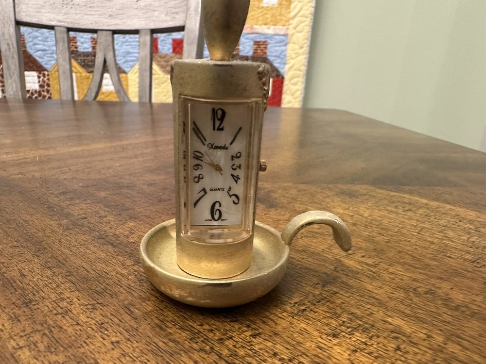 Older Xanadu Candlestick Clock Quartz 4” Tall needs battery