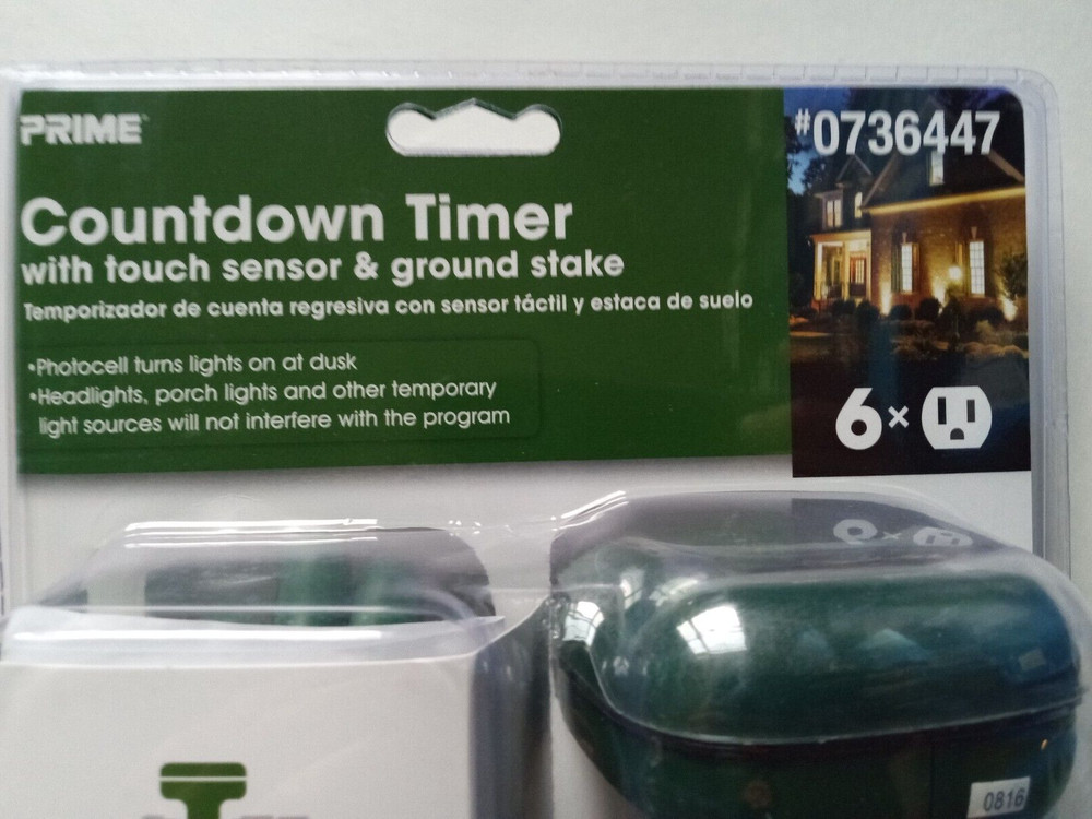 Prime Countdown Timer Touch Sensor Ground Stake 6 Outlets