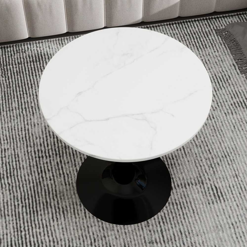 27.6-inch black coffee table, mid-century modern style dining table, accommoda