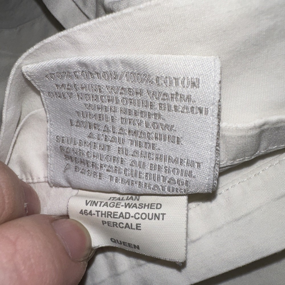 Restoration Hardware Pisolo 464 Thread Count White Queen Flat Sheet Dust Bag