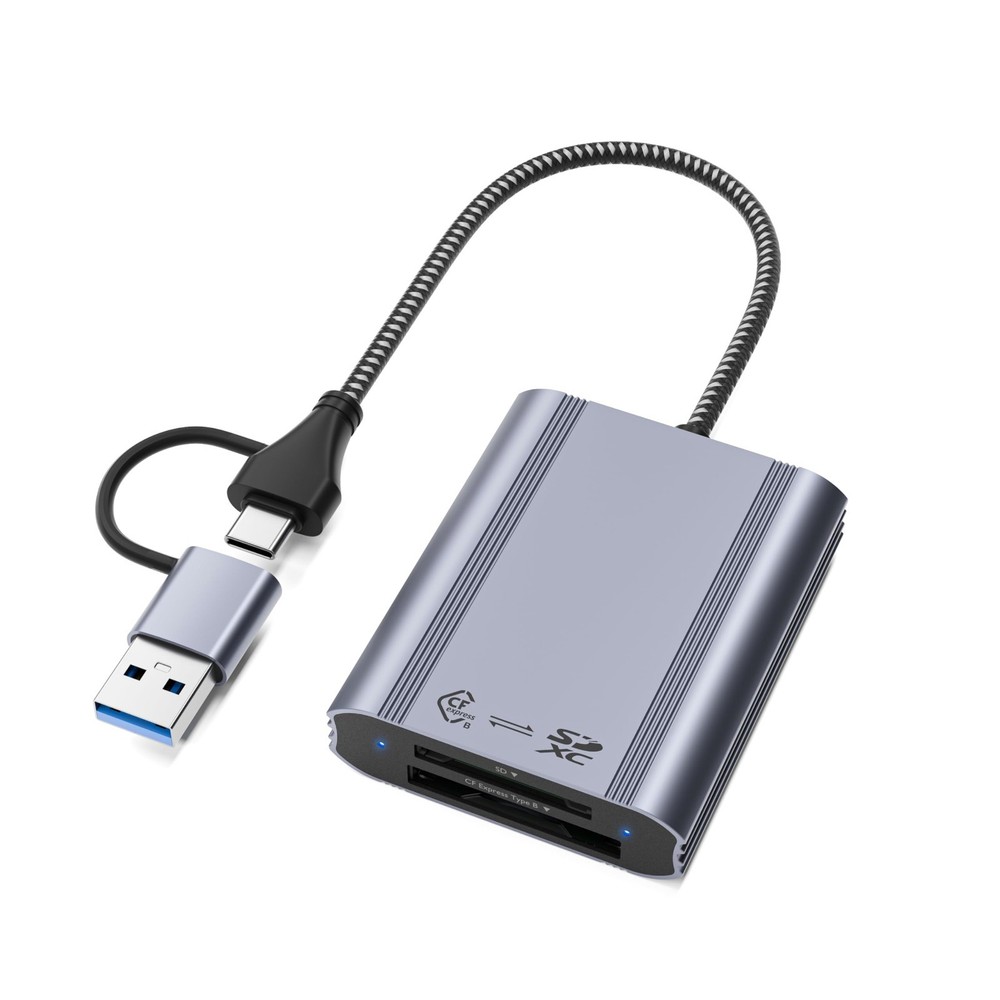 Dual-Slot CFexpress Type B & SD Card Reader, 10Gbps USB 3.2 Adapter for iPhone,
