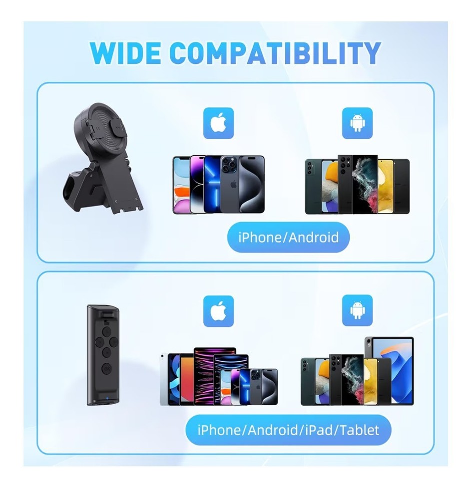 Bluetooth Remote Control Page Turner & Camera Shutter for iPhone iPad Android...