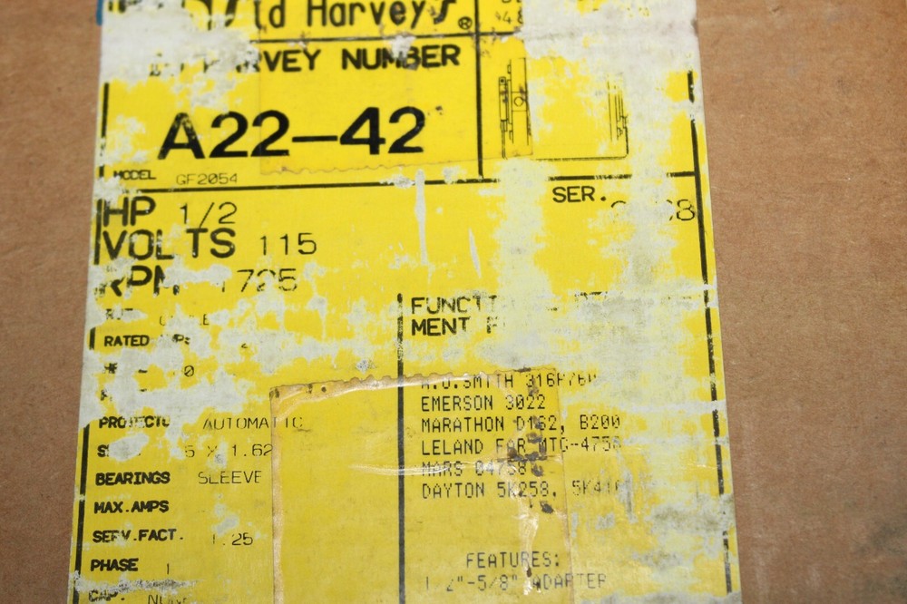 NOS Sid Harvey Blower Motor Model No. A22-42