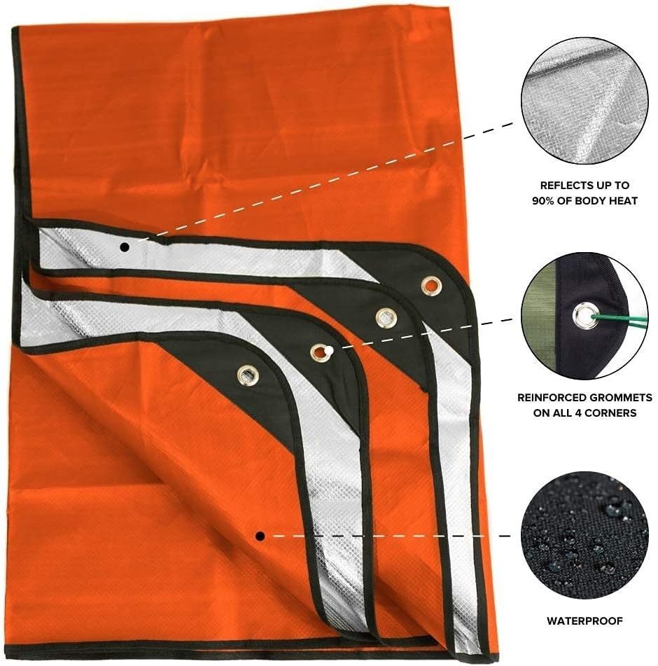 Reflective Survival Blanket - Waterproof, Windproof, Orange