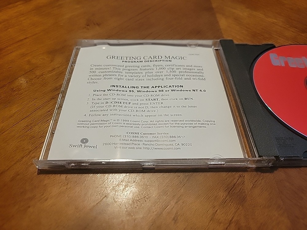 Swift Greeting Card Magic Windows 95 PC CD ROM - TESTED WORKS!